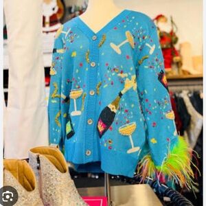 QUEEN OF SPARKLES Popping Champagne Cardigan